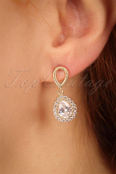 50s vivia classic diamond earrings in gold