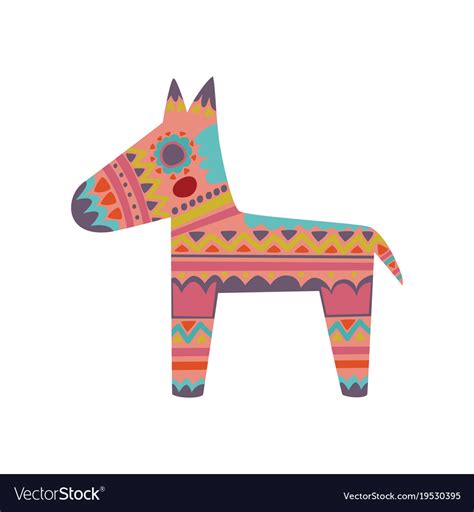 pinata colorful patterned donkey cartoon vector image