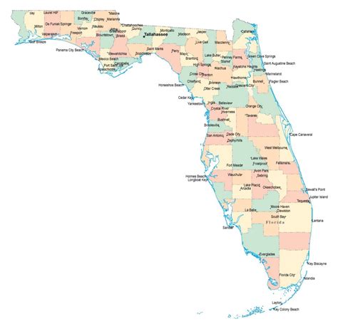 administrative map  florida state  major cities florida state