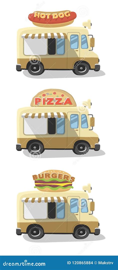 set illustrations drawing food truck stock vector illustration  object meat