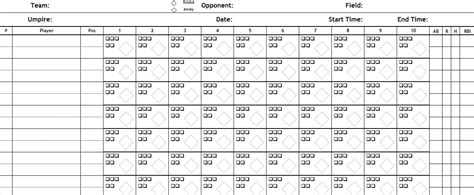 printable blank scorecard  baseball