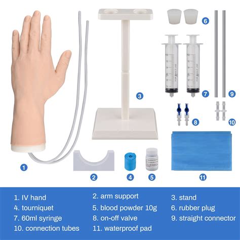 portable iv practice kit iv arm model silicone injection training hand