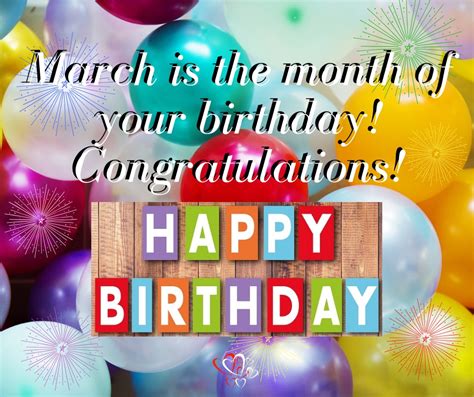 march   month   birthday congratulations