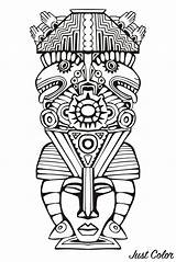 Totem Mayans Incas Aztecs Mayan Inca Aztec Coloring Inspiration Inspired Adult sketch template