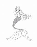 Mermaid Coloring Pages Realistic Beautiful Mermaids Print Printable Barbie Color Drawing Kids Swimming Kitty Hello Characters Easy Quality High Drawings sketch template