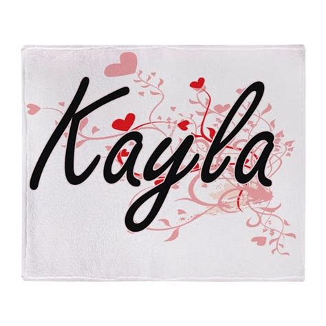 Kayla Artistic Name Design With Hear Throw Blanket By Tshirts Plus