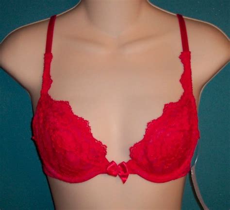 Vintage Victoria S Secret Red Plunging Lace Bra Size 34a