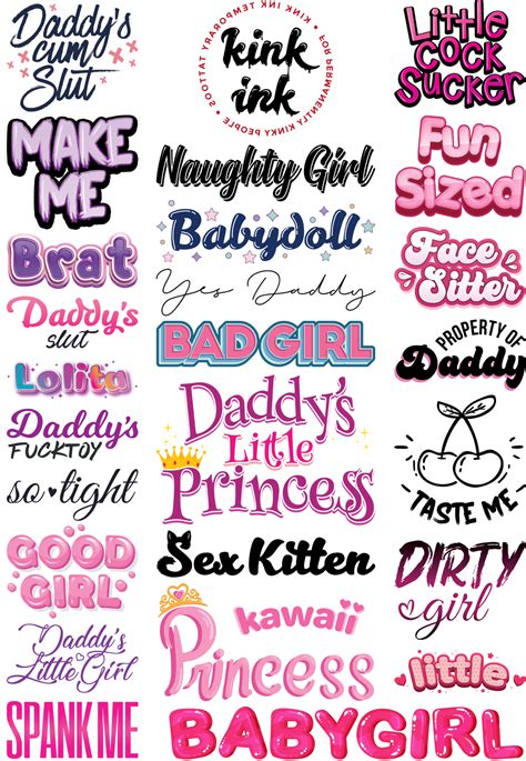 25 Ddlg Temporary Tattoos Kinky Fetish Fake Adult Tattoos For Bdsm Sexy