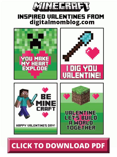 minecraft valentines day cards print  home