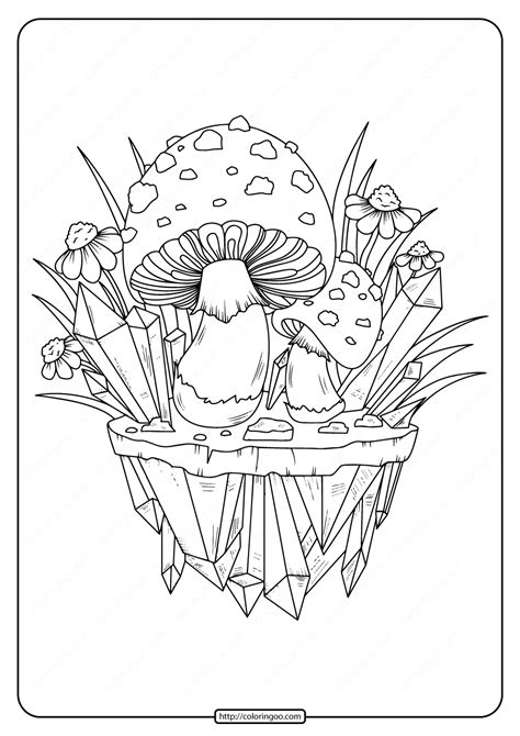 printable mushrooms adult coloring page 02