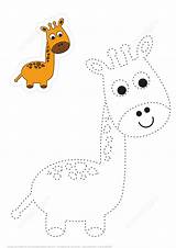 Giraffe Trace Color Cute Puzzle Tracing Coloring Dot Pages Paper Drawing Games Printable Categories sketch template