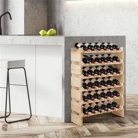 wine rack  bottles modular stackable storage wooden pine material