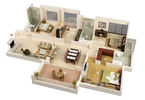 planos de vivienda moderna de  habitaciones
