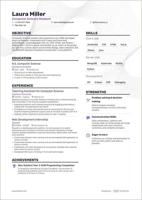 sample summary  cs resume resume  gallery