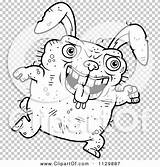 Rabbit Outlined Ugly Running Coloring Clipart Vector Cartoon Cory Thoman sketch template
