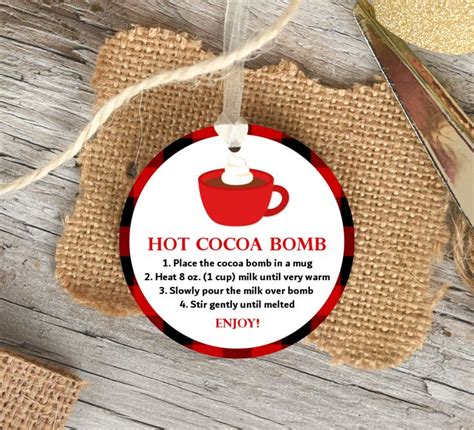 hot cocoa bomb tags instructions labels christmas holiday etsy