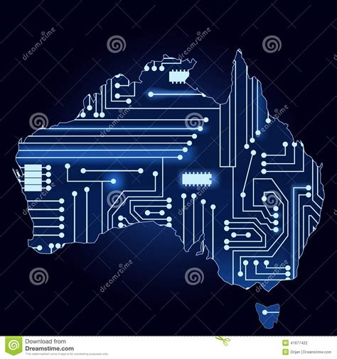 map  australia  electronic circuit stock vector