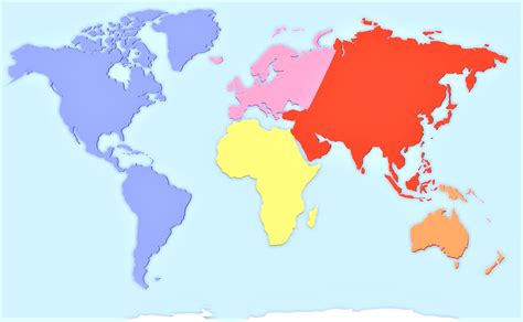 mapa de continentes  nombres mudo en blanco imprimir