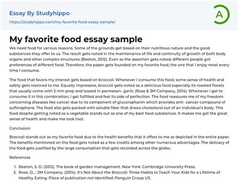 favorite food essay sample studyhippocom