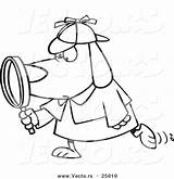 Magnifying Outlined Sleuth Ron Leishman Toonaday sketch template