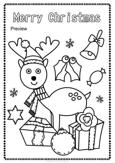 merry christmas coloring page  reindeer  presents