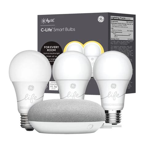 discounted smart light starter kit    ge smart bulbs   google home mini