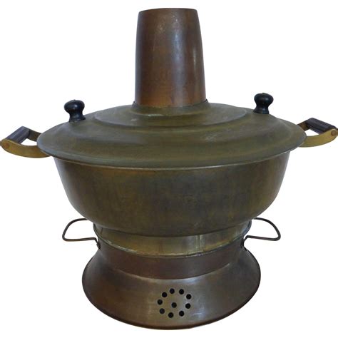 antique chinese brass hot pot cooking pot from historique on ruby lane