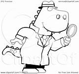 Rex Cartoon Detective Using Magnifying Glass Clipart Thoman Cory Outlined Coloring Vector Drawing Getdrawings sketch template