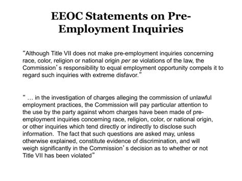 eeoc statements  pre employment inquiries