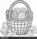 Easter Basket Happy Eggs Adults Coloring Stock Illustration Vector Isolated Meditation Relax Doodle Elements Book Depositphotos Natasha Tpr sketch template