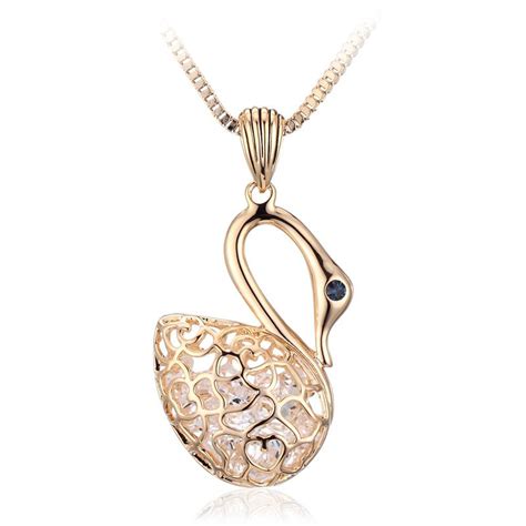 swan necklace  gold plated