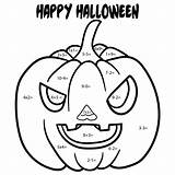 Coloring Multiplication Halloween Worksheets Math Printables Printablee Color Via Number sketch template