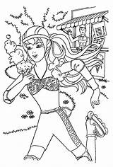 Coloring Barbie Pages Roller Skate Print Playing sketch template