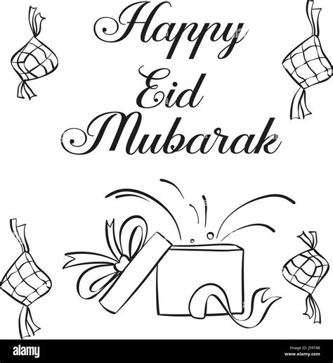 happy eid mubarak hand draw stock vector image art alamy