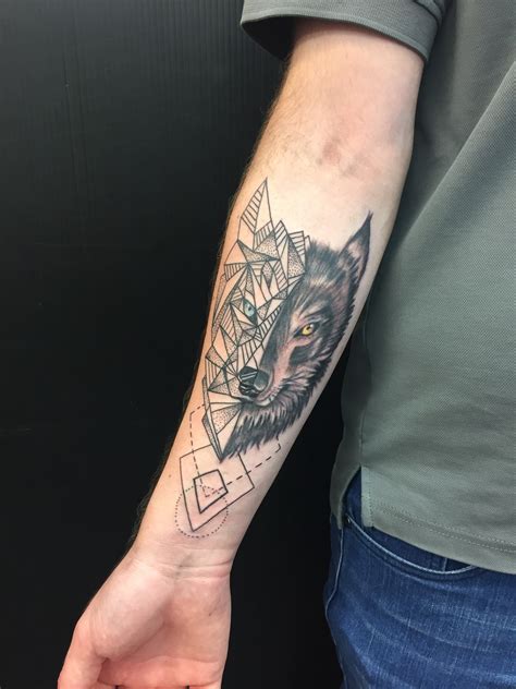 Forearm Geometrical Geometric Wolf Tattoo Best Tattoo Ideas