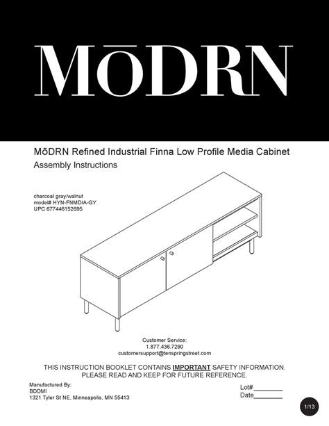 mdrn refined industrial finna  profile media cabinet assembly instructions manual