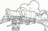 Wagon Pioneer Coloring Drawing Kids Covered Getdrawings sketch template