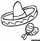 Sombrero Coloring Mayo Cinco Spanish Hat Clipart Clip Pages Printable Template Fiesta Class Mexican Maracas Hats Easy Cliparts Sheet Drawings sketch template