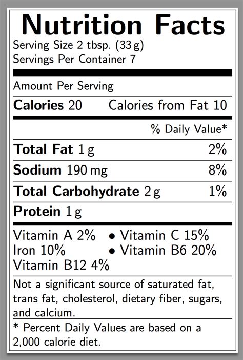 diagrams    create  nutrition facts label tex latex