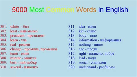 common words  english printable