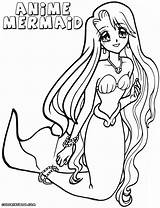 Mermaid Coloring Anime Pages Colorings sketch template