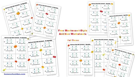 montessori style addition worksheets double digit addition