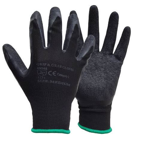 black high quality latex coated grip  grab safety work glove ruftuf