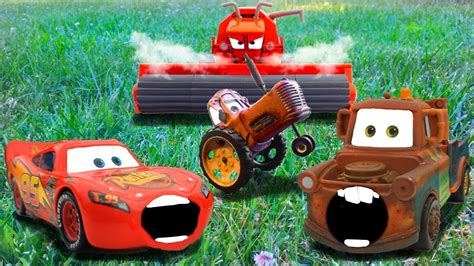 disney pixar cars lightning mcqueen mater  game tractor tipping