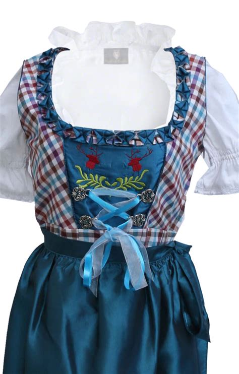 checkered midi dirndl eva satin blue lederhosen store