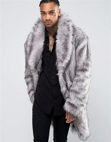 asos asos faux fur overcoat