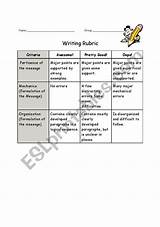 Writing Rubric Worksheets Preview sketch template