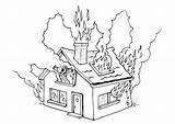 Fire Coloring House Pages Large sketch template