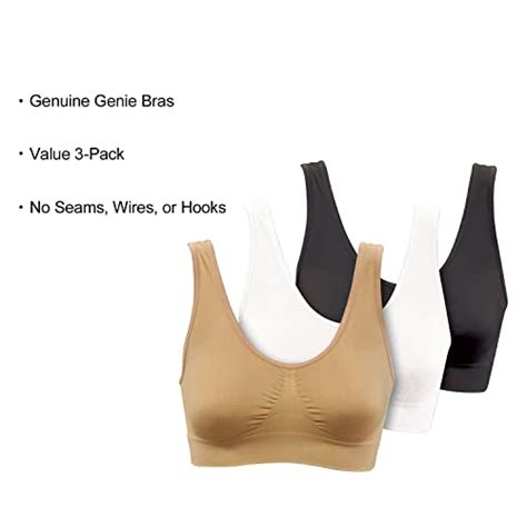 Genie Bra Womens 3 Pack Wireless Bra For Women Solid Color Seamless