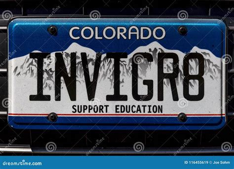 vanity license plate  editorial stock image image  blue